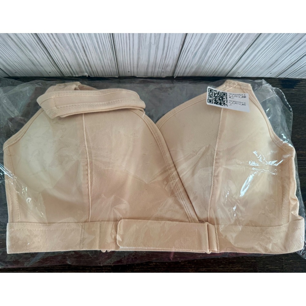 NWT Veracomfort 3.0 Front Close Wireless Bra Beige Size Large F012